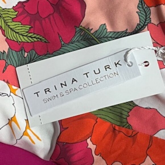 NEW Trina Turk‎ 1-Piece Swimsuit Women’s Size 10 Floral Moderate Coverage V-neck - Picture 8 of 14